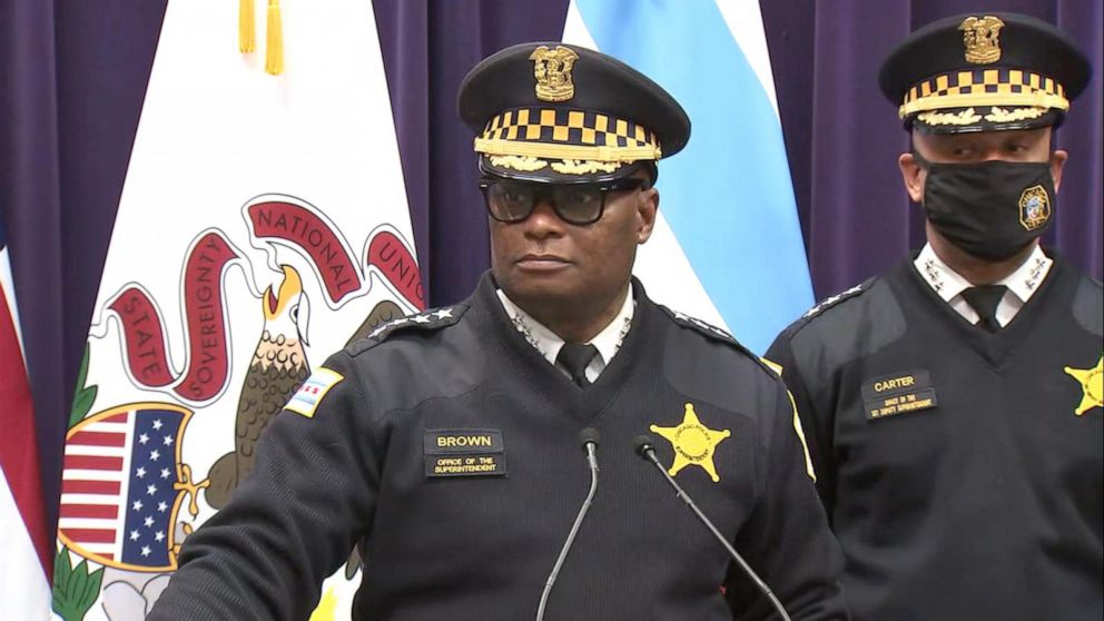 PHOTO: Chicago Police Superintendent David Brown gives a press conference about the recent shooting incidents, Jan. 13, 2022, in Chicago.