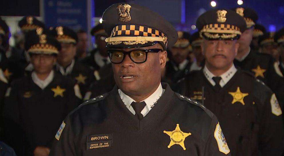 PHOTO: Police Chief David Brown speaks at a press conference after an officer was shot and killed on March 1, 2023, in Chicago.
