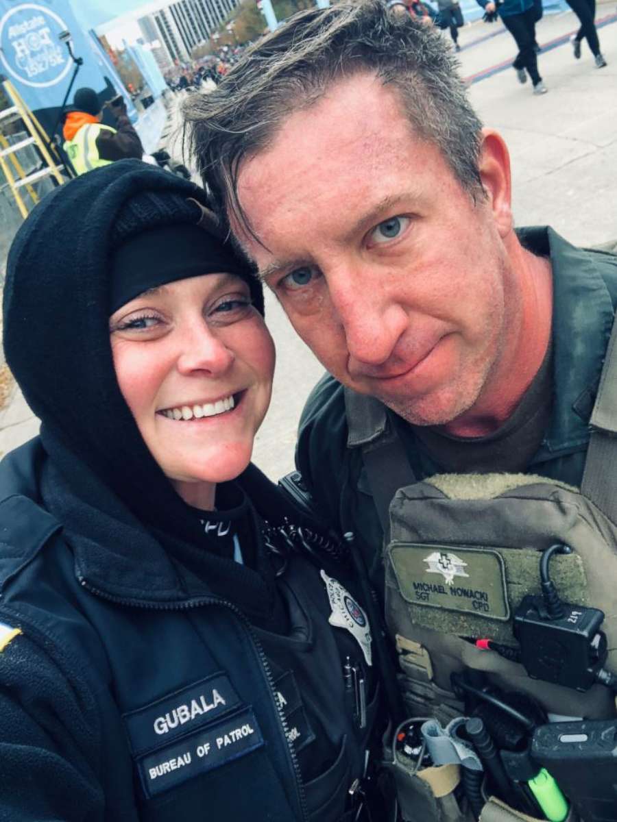 PHOTO: In this photo posted to the Chicago Police Department's Facebook account, SWAT Sgt. Mike Nowacki poses with Officer Erin Gubala.