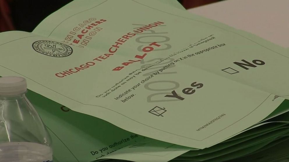 PHOTO: A strike authorization ballot is collected by the Chicago Teachers Union, Sept. 26, 2019.