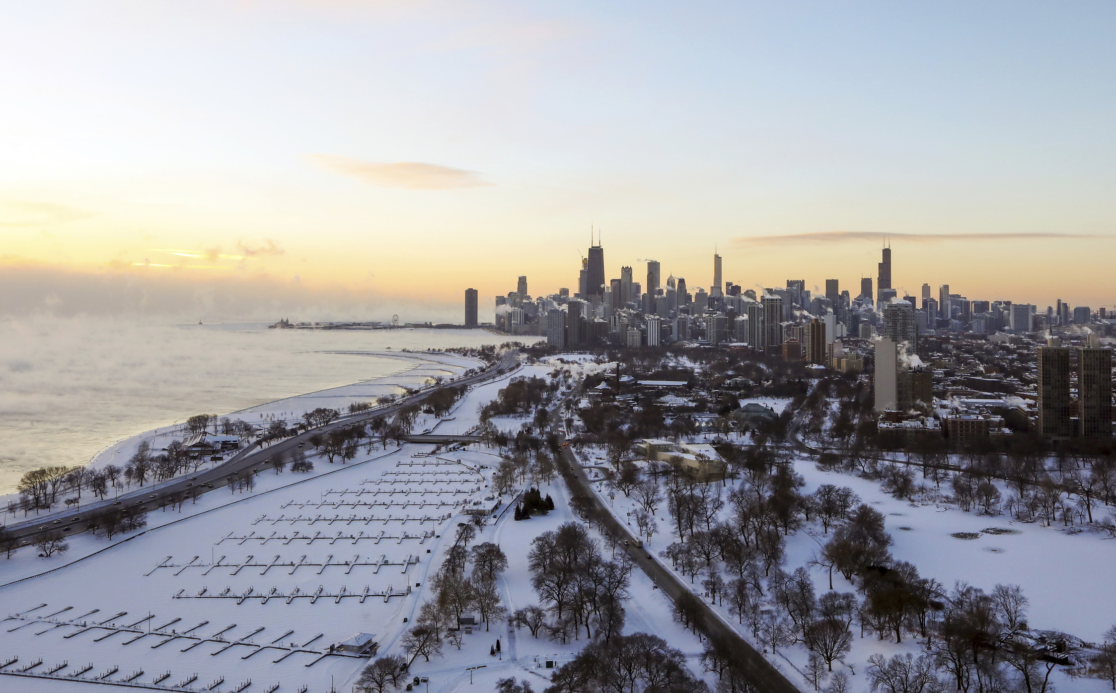 PHOTO: Chicago's lakefront is covered with ice on, Jan. 30, 2019.