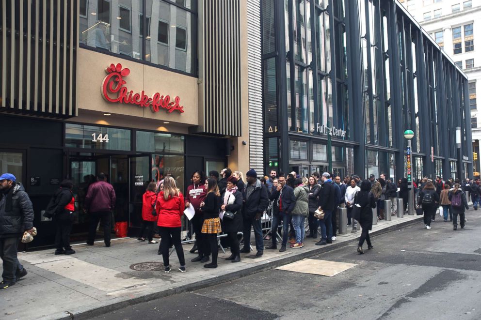 PHOTO: A new Chick-fil-A opened on Fulton Street in New York, March 30, 2018. 
