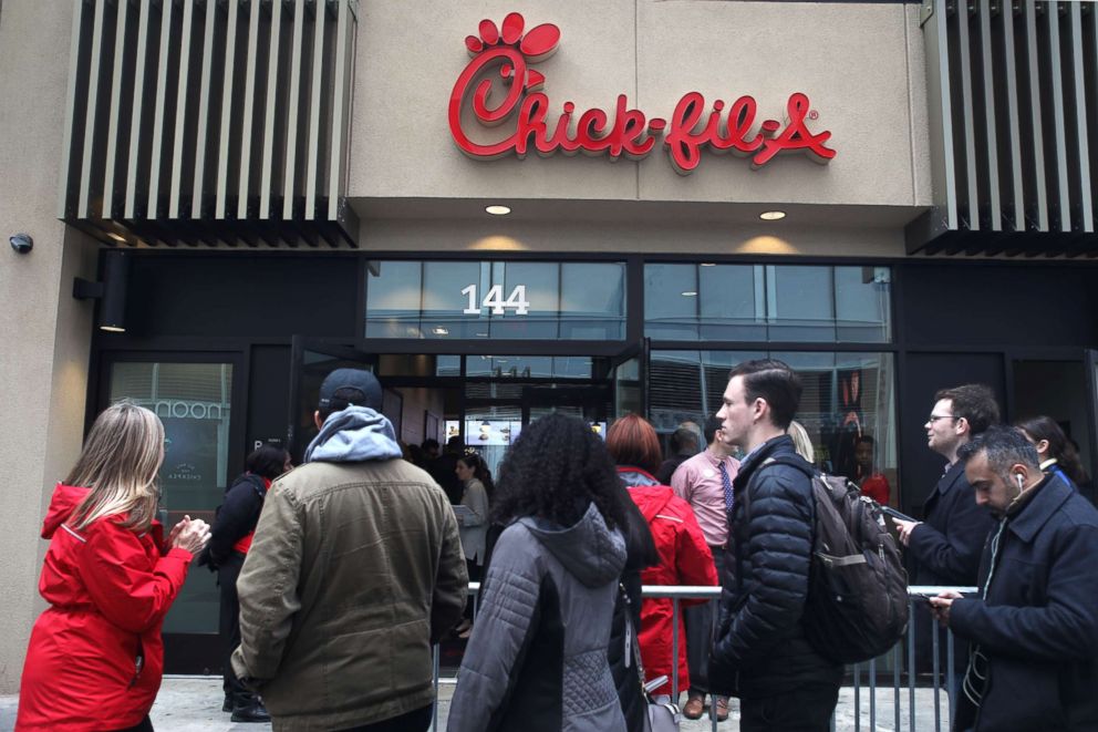 PHOTO: A new Chick-fil-A opened on Fulton Street in New York, March 30, 2018. 