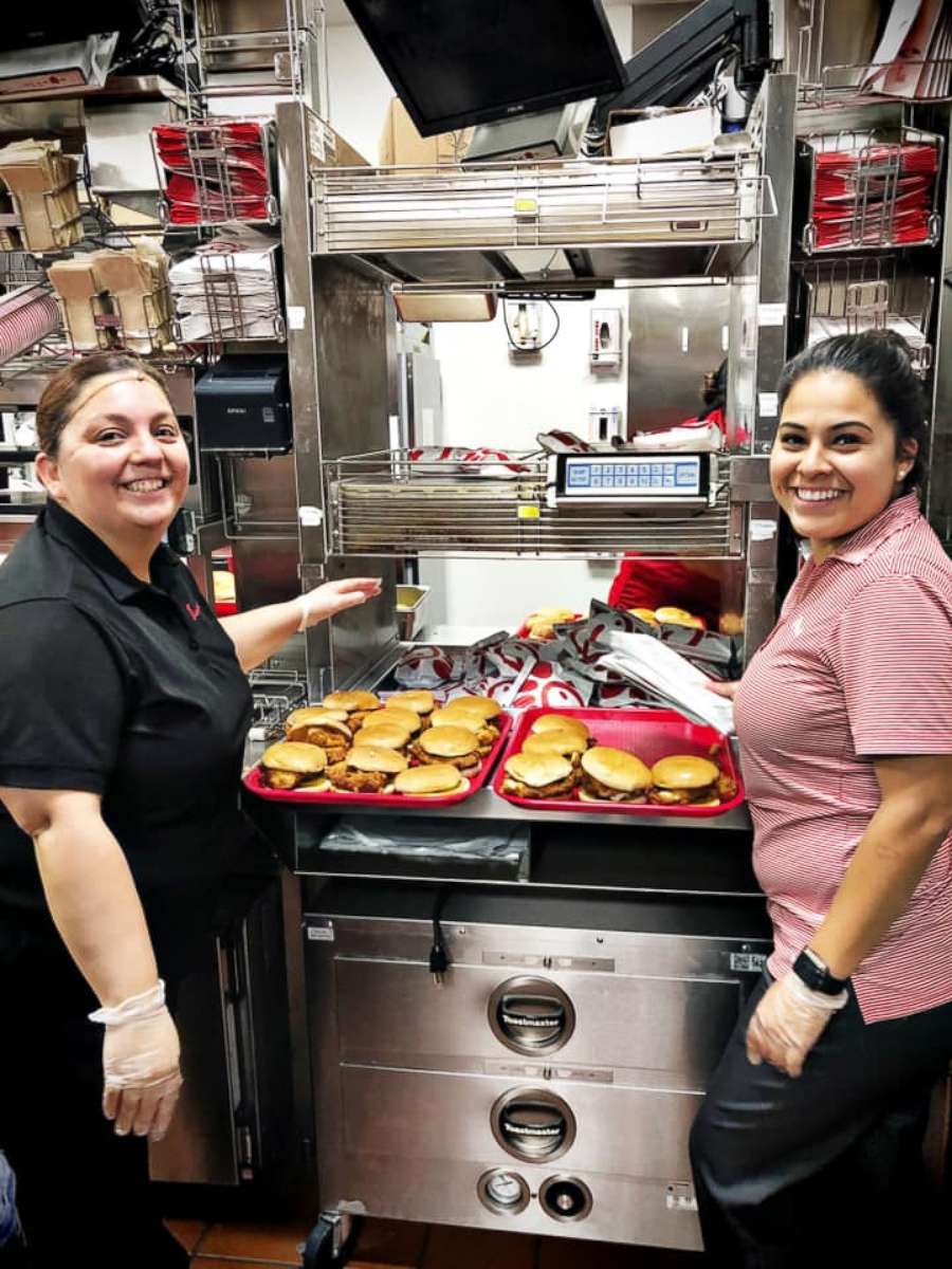 PHOTO: Chick-fil-A employees at the Odessa, Texas location worked to cook 500 chicken sandwiches for first responders in the wake of a mass shooting on Saturday.