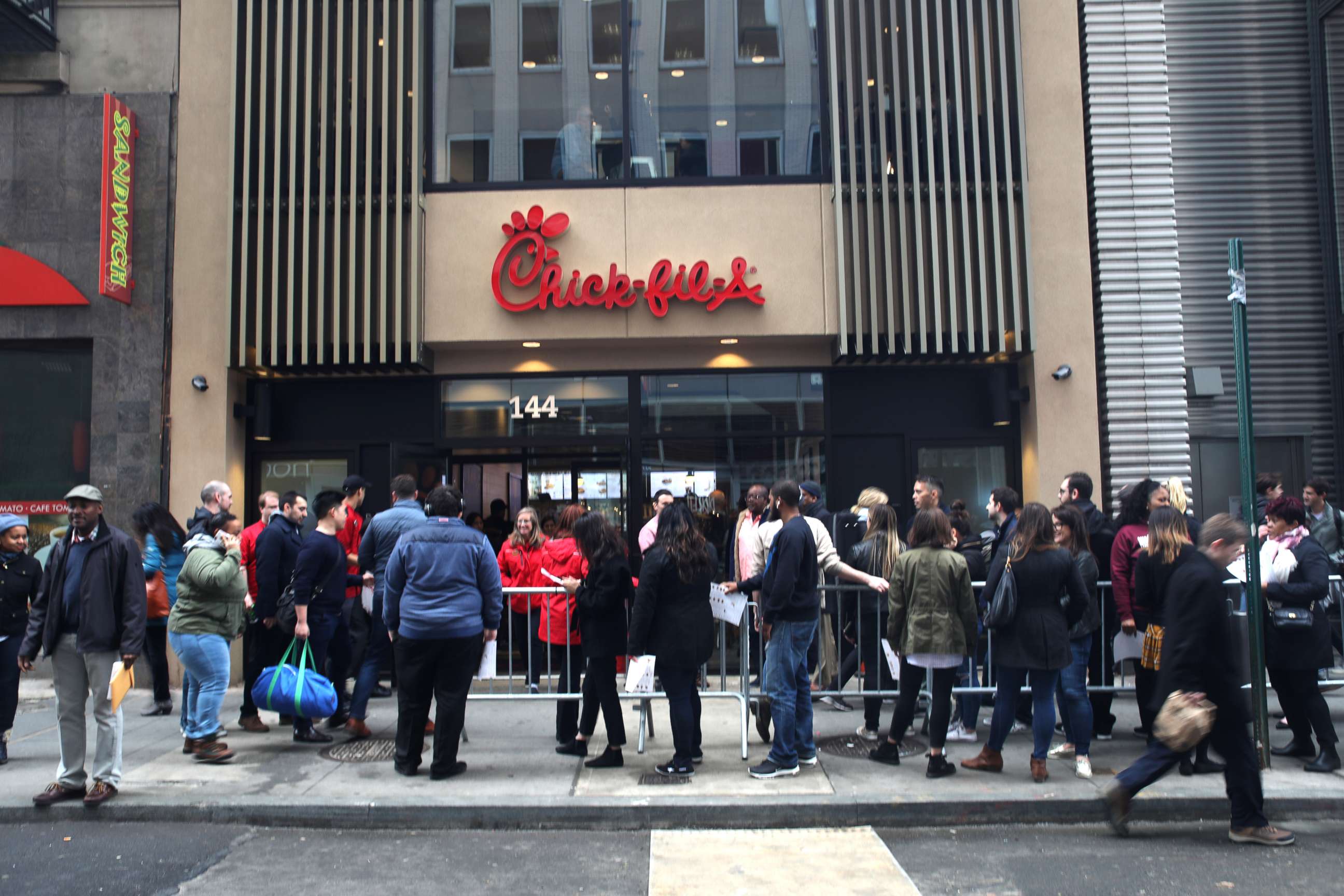 PHOTO: A new Chick-fil-A opened on Fulton Street in New York, March 30, 2018. 