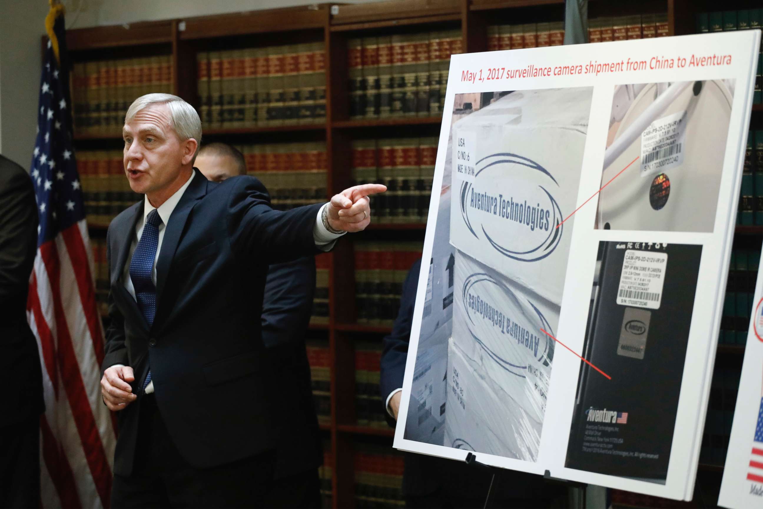 PHOTO: U.S. Attorney Richard P. Donoghue announces charges against Aventura Technologies, Nov. 7, 2019, in Brooklyn, New York.