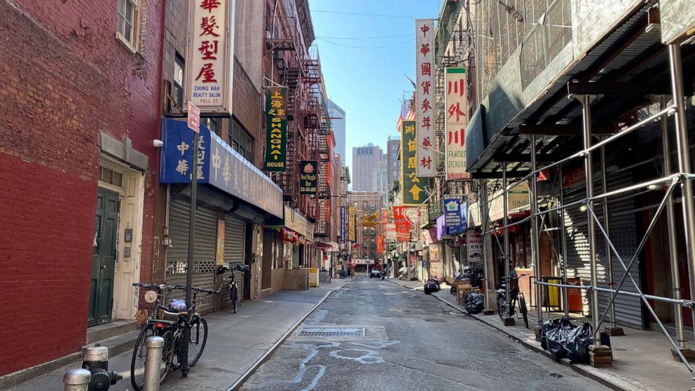 PHOTO: A street remains empty in Chinatown during the coronavirus pandemic on May 5, 2020, in New York.