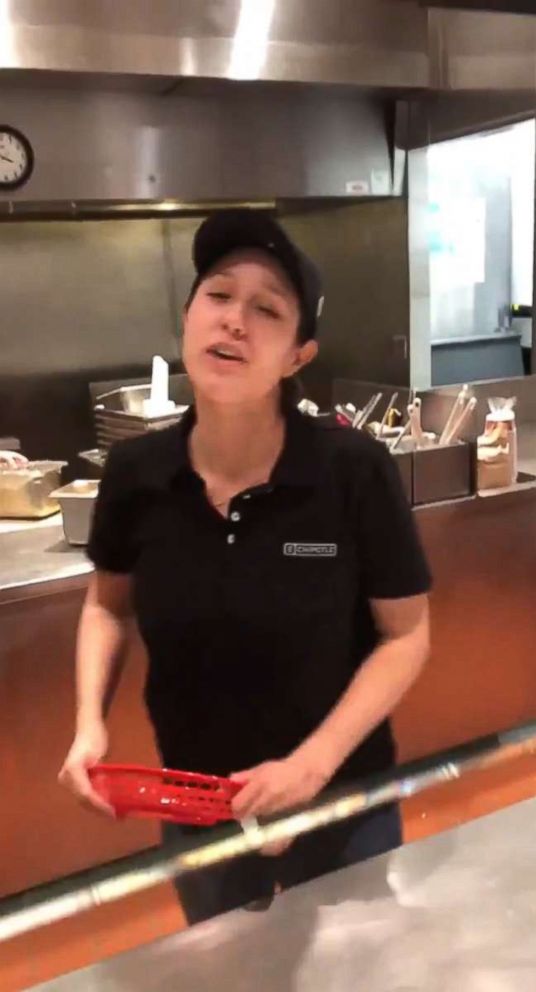 PHOTO: A Chipotle restaurant manager (pictured) was fired after allegedly asking a group of young black men to pay before their food was made in St. Paul, Minn., Nov. 15, 2018. 