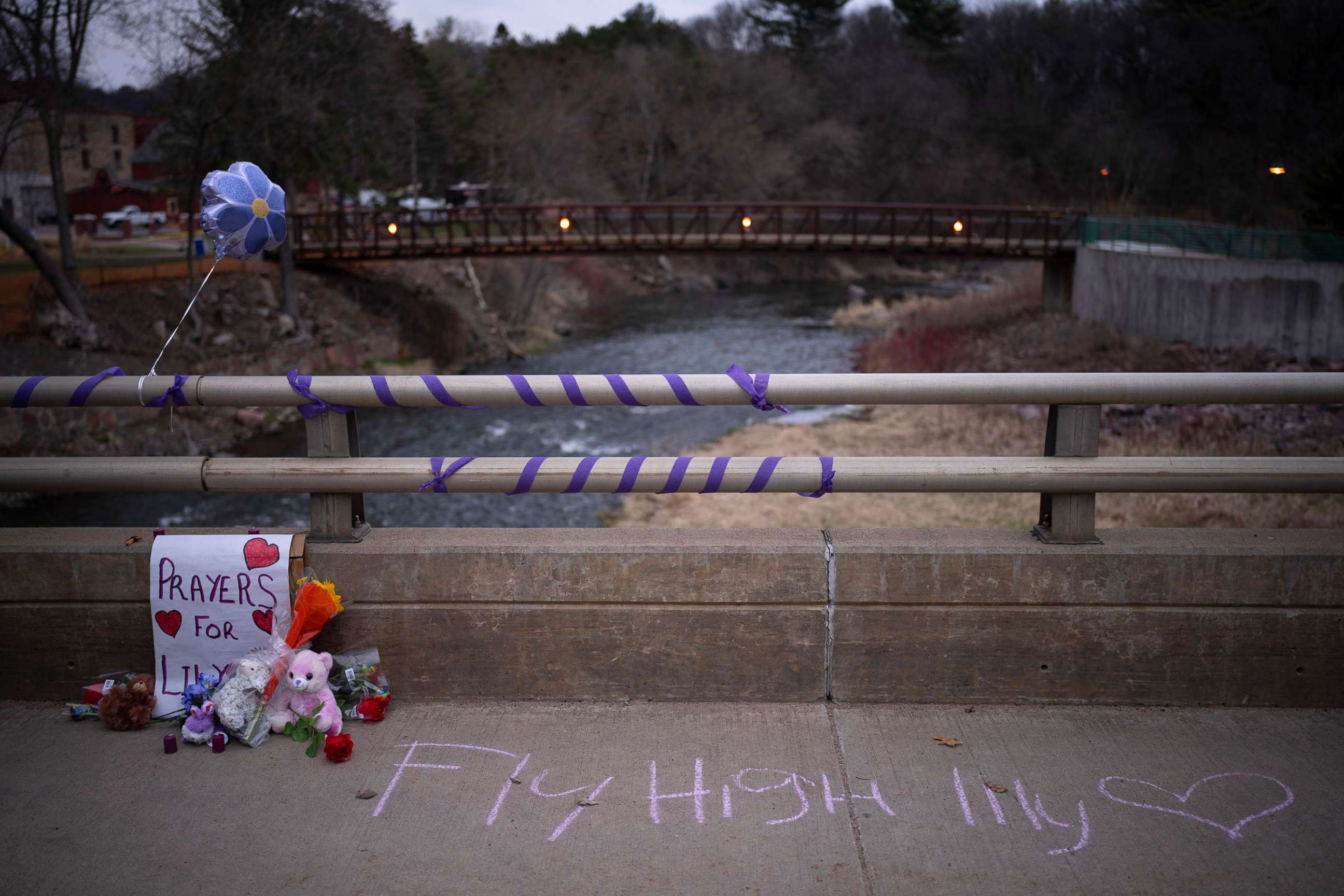 PHOTO: A makeshift memorial for 10-year-old Iliana "Lily" Peters, April 25, 2022, in Chippewa Falls, Wis.