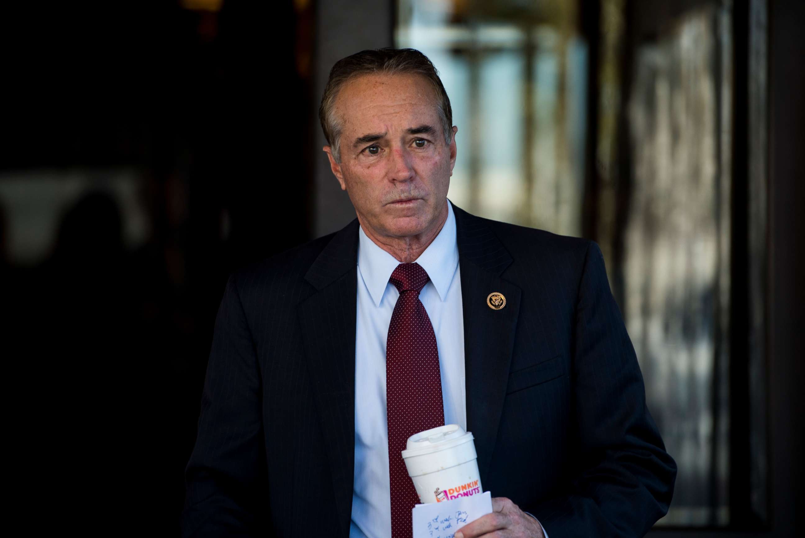 PHOTO: URep. Chris Collins leaves the House Republican Conference meeting at the Capitol Hill Club on Nov. 3, 2015.
