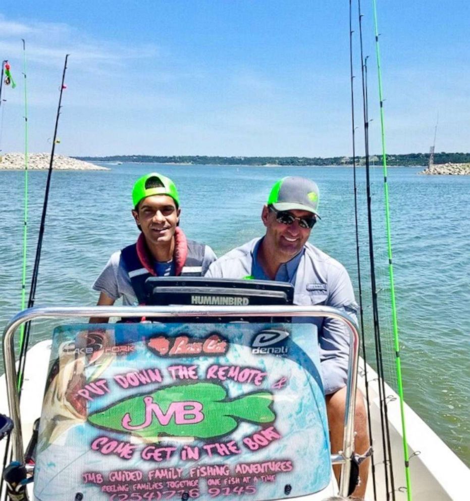 PHOTO: Local fishing captain Jimmy Bennett helps people with special needs and helped organize this fishing trip for Chris' birthday.