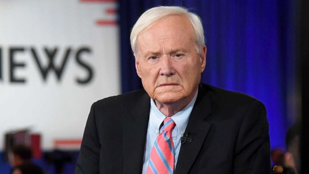 PHOTO: Chris Matthews of MSNBC waits to go on the air inside the spin room at Bally's Las Vegas Hotel & Casino after the Democratic presidential primary debate, Feb. 19, 2020, in Las Vegas, Nevada.