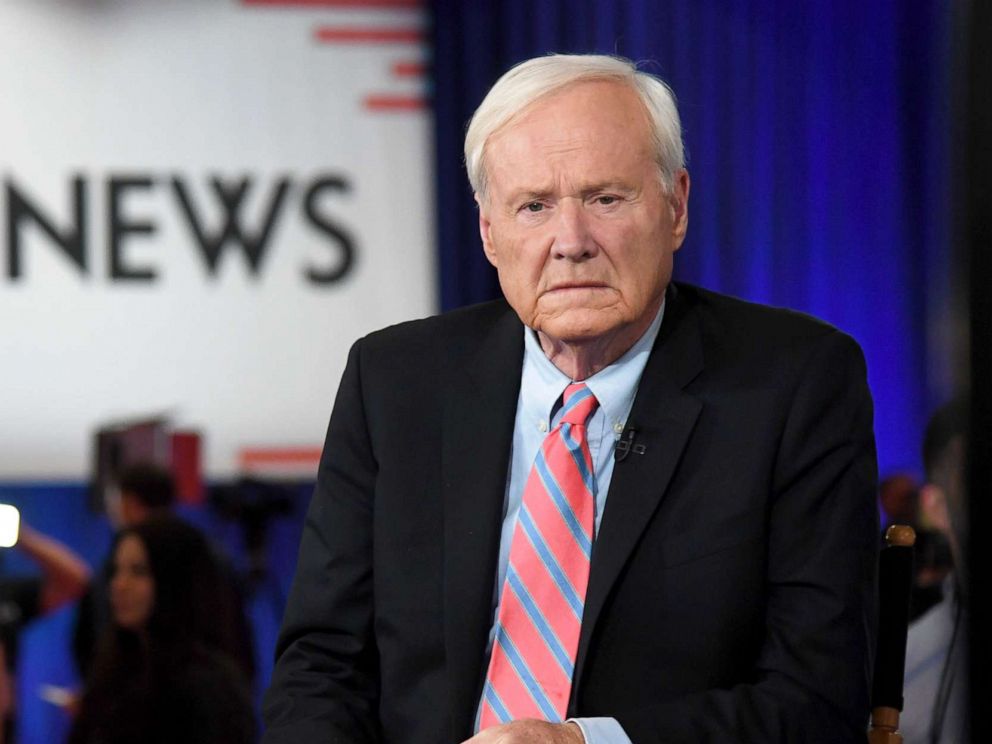 PHOTO: Chris Matthews of MSNBC waits to go on the air inside the spin room at Bally's Las Vegas Hotel & Casino after the Democratic presidential primary debate, Feb. 19, 2020, in Las Vegas, Nevada.