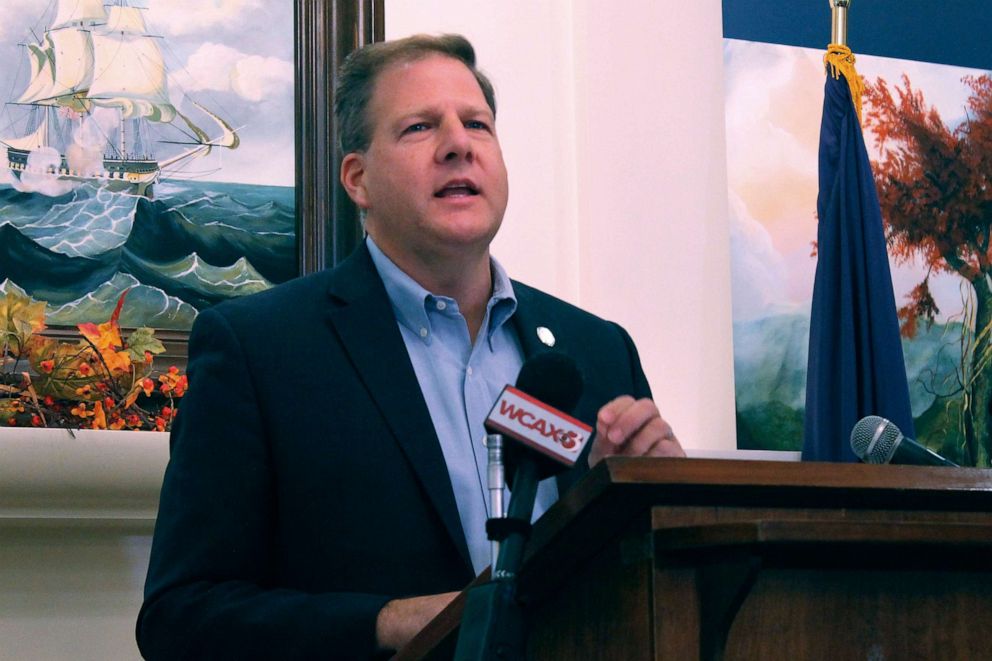 PHOTO: Gov. Chris Sununu announces that he is seeking a fourth term as governor of New Hampshire during a news conference, Nov. 9, 2021, in Concord, N.H.