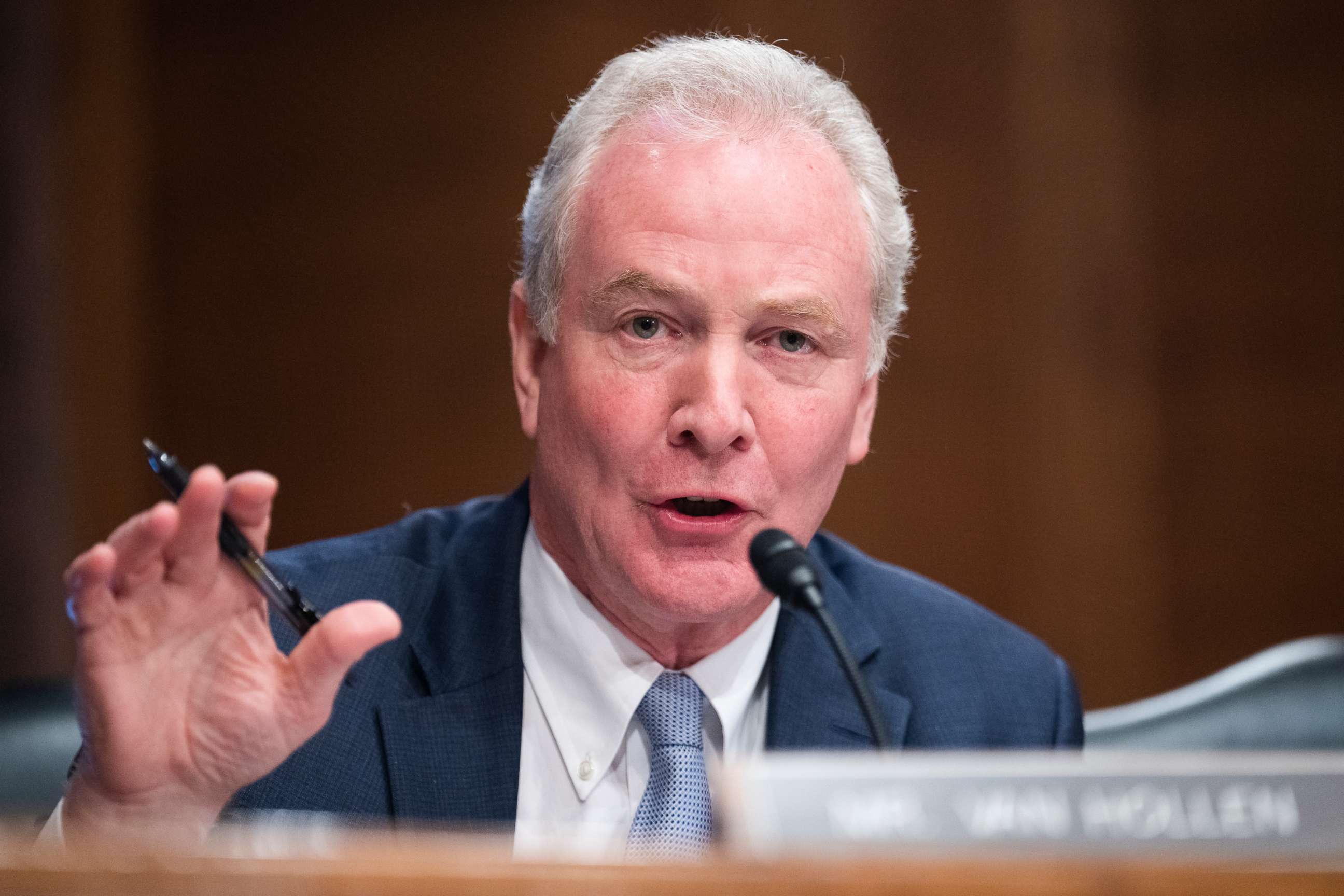 PHOTO: Sen. Chris Van Hollen, D-Md., questions Treasury Secretary Janet Yellen during a Senate Banking, Housing, and Urban Affairs Committee hearing on May 10, 2022 in Washington, DC.