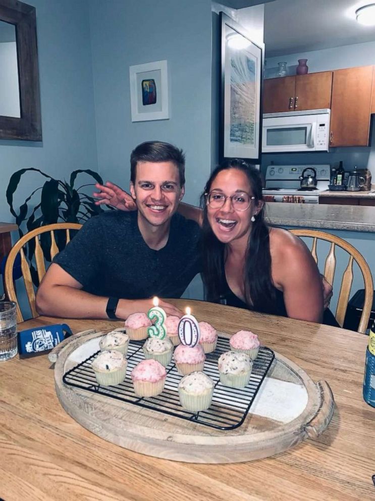 PHOTO: Chris and his twin sister celebrating their 30th birthdays.