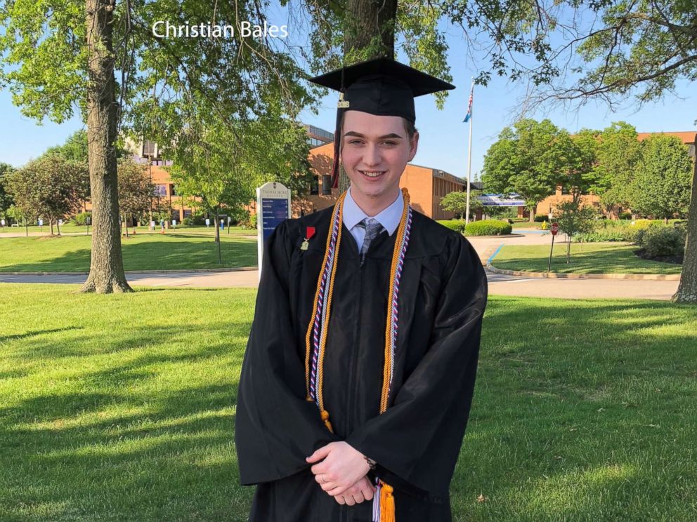 PHOTO: Holy Cross High Schools graduating valedictorian and student council president Christian Bales is pictured on May 25, 2018.
