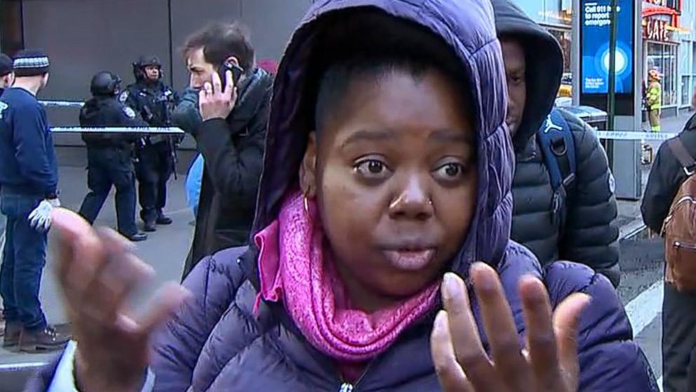PHOTO: Christina Bethea talks about hearing an explosion during her morning commute in New York on Dec. 11, 2017.
