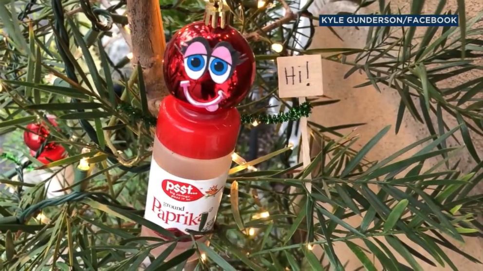 PHOTO: A bottle of paprika became part of the Gunderson's Christmas pun display.

