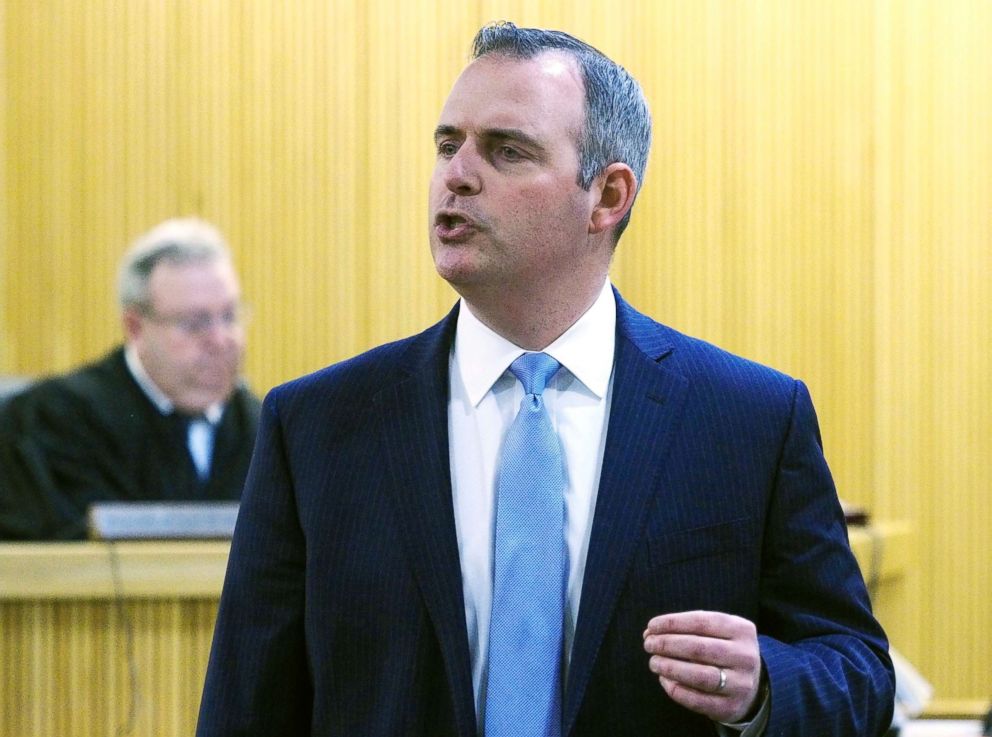 PHOTO: Monmouth County Assistant Prosecutor Christopher Decker addresses the jury during closing arguments in the Liam McAtasney murder trial in Monmouth County Superior Court in Freehold, N.J., Feb. 22, 2019.