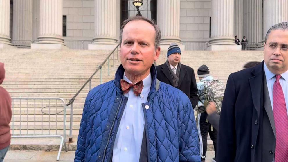 PHOTO: Attorney Christopher Kise speaks to reporters outside the New York State Supreme Courthouse, November 30, 2023.