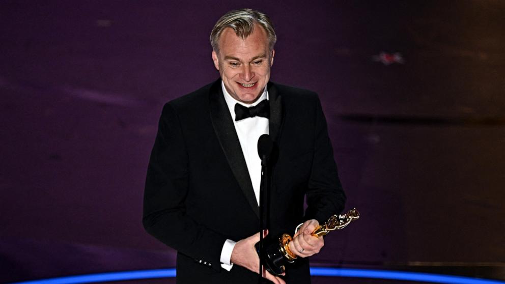 PHOTO: Christopher Nolan accepts the award for Best Director for "Oppenheimer" onstage during the 96th Annual Academy Awards, March 10, 2024, in Hollywood.