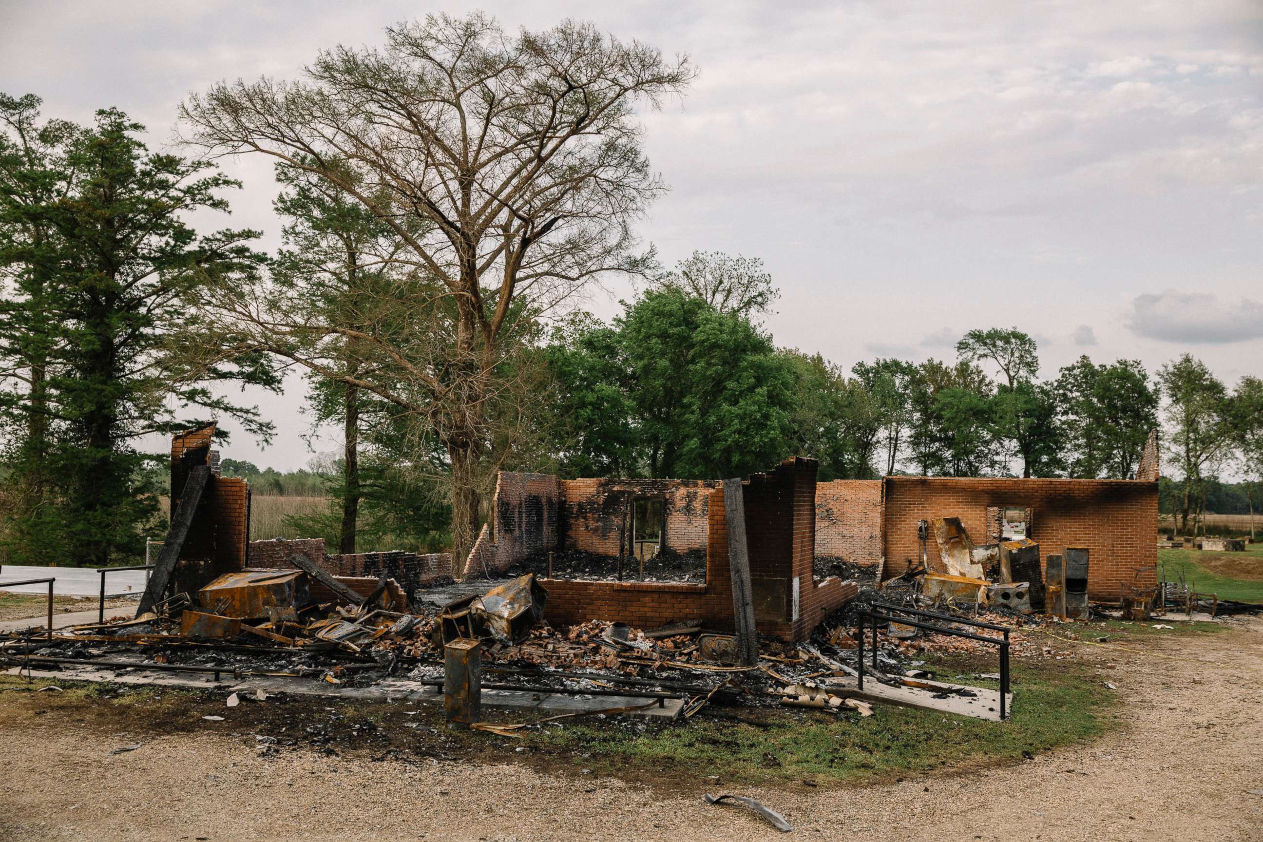 PHOTO: The remains of St. Mary Baptist Church after a fire days earlier, in Port Barre, La., April 6, 2019. 