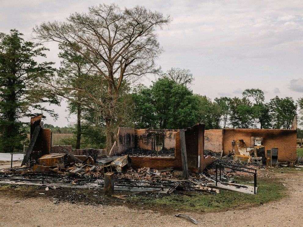 PHOTO: The remains of St. Mary Baptist Church after a fire days earlier, in Port Barre, La., April 6, 2019.