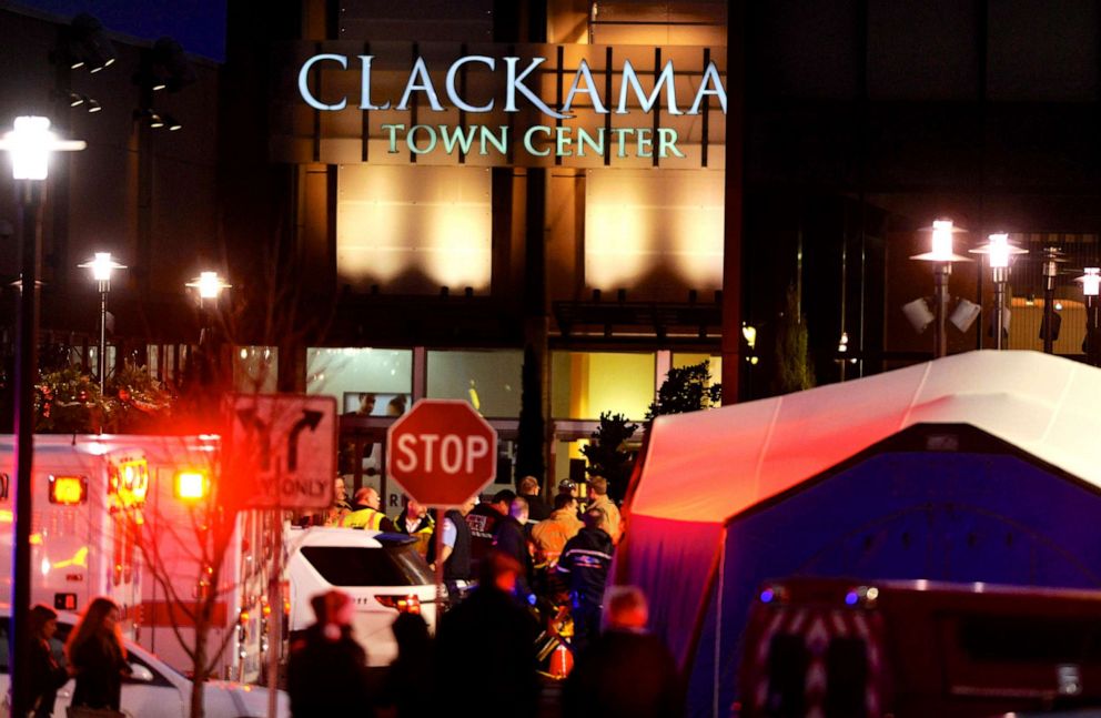 PHOTO: Police and medics work the scene of a multiple shooting at Clackamas Town Center Mall in Portland, Ore., Dec. 11, 2012. A gunman is dead after opening fire in the shopping mall, killing two people and wounding another, sheriff's deputies said. 