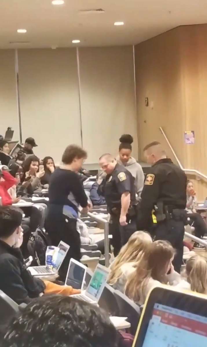 PHOTO: An African American student at the University of Texas at San Antonio was removed from class by police after her biology professor reportedly complained she had her feet on the seat in front of her.