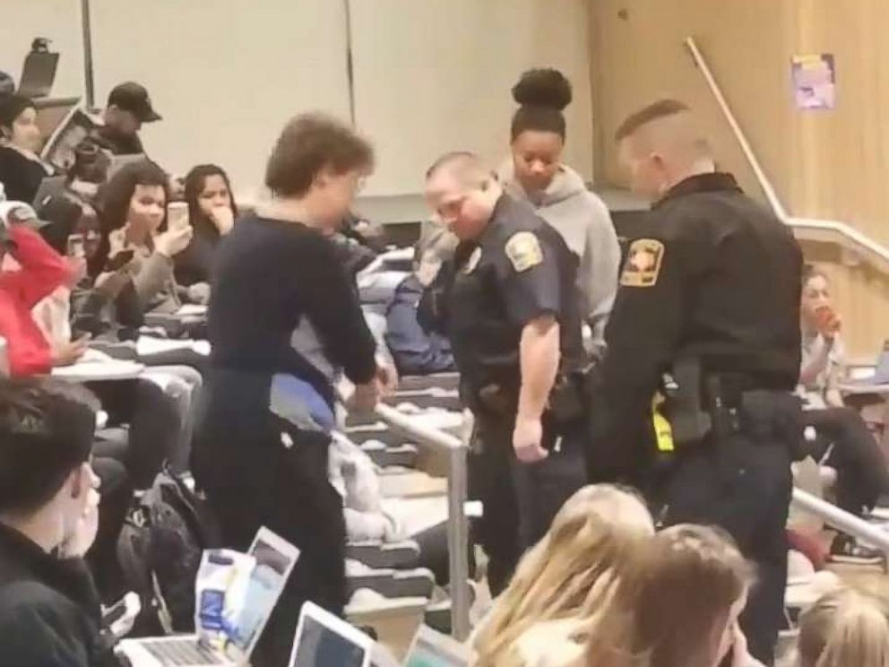 PHOTO: An African American student at the University of Texas at San Antonio was removed from class by police after her biology professor reportedly complained she had her feet on the seat in front of her.