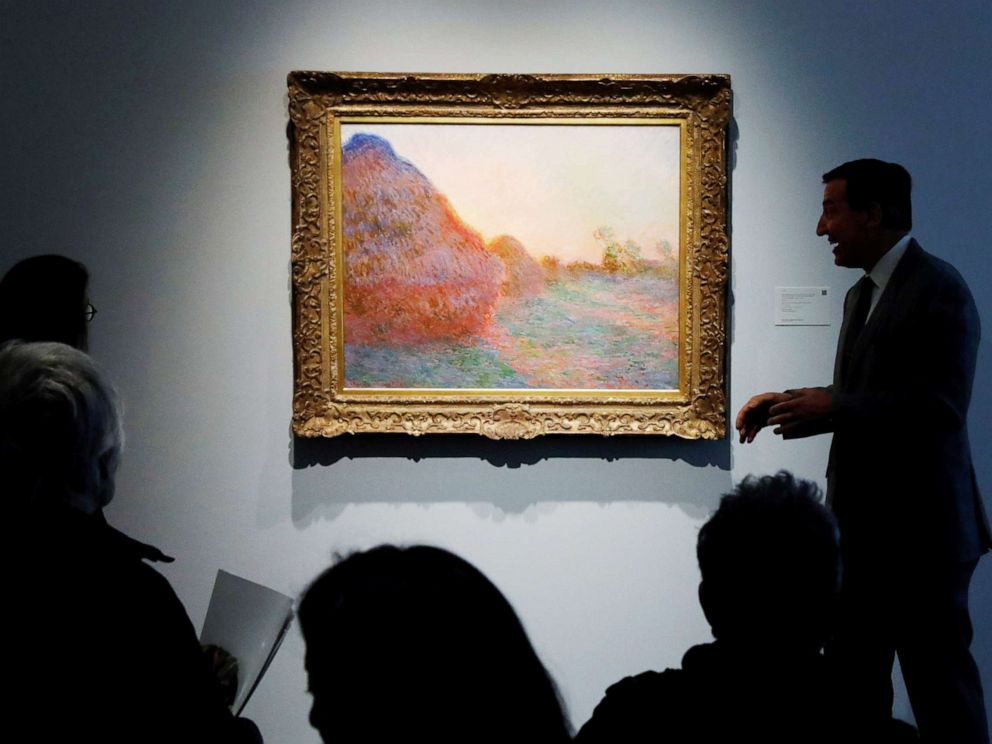 PHOTO: The painting by Claude Monet, part of the Haystacks Les Meules series is displayed at Sothebys during a press preview of their upcoming impressionist and modern art sale in New York, May 3, 2019.