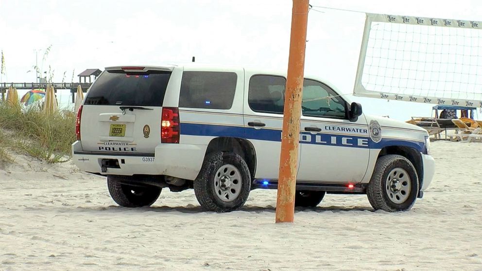 PHOTO: Police respond to reports of injuries following a lightning strike at  Clearwater Beach, Fla., July 21, 2019.