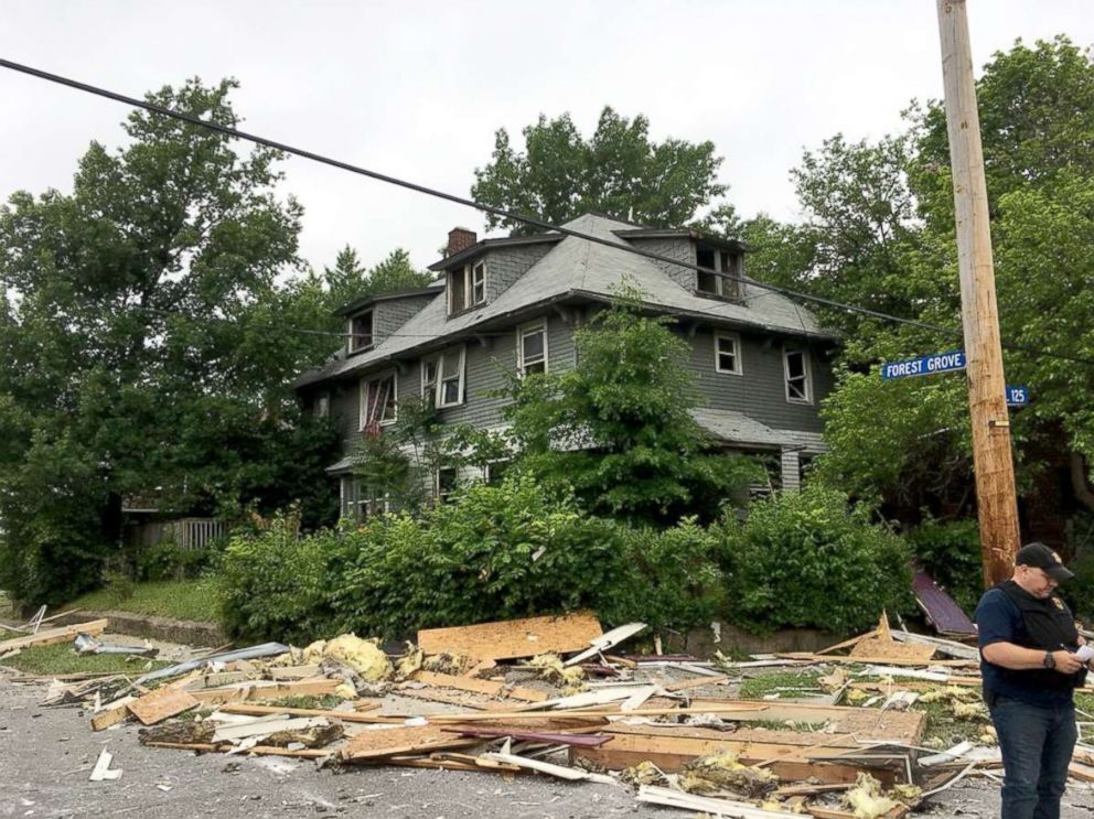 PHOTO: Emergency crews investigate the scene of a home explosion in East Cleveland, Ohio, June 10, 2018.