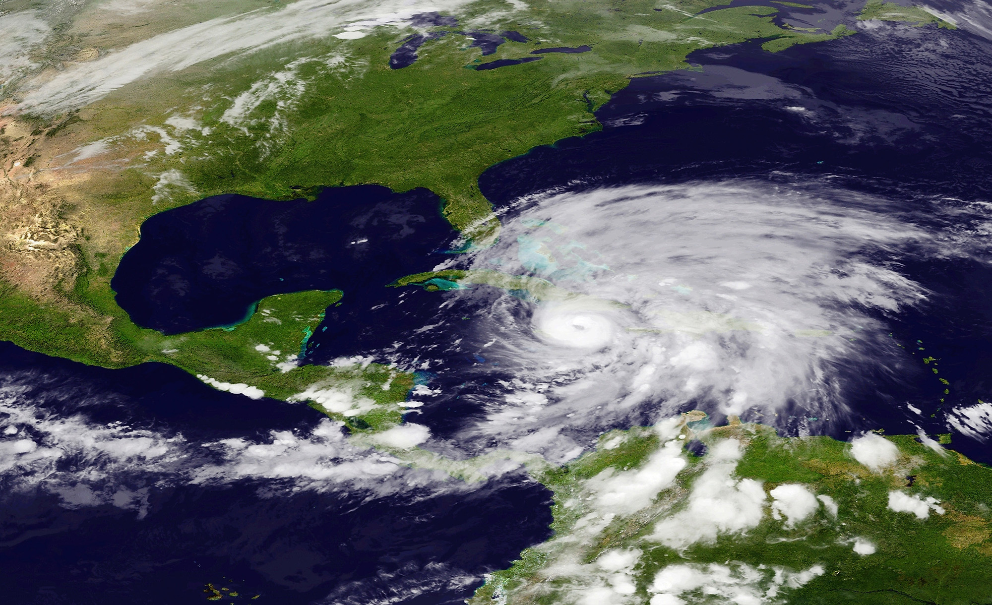 PHOTO:  Hurricane Sandy strengthened with winds up to 85 mph as it moves towards Cuba on October 24, 2012 in the Atlantic Ocean.