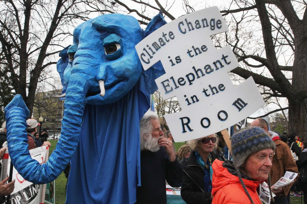 PHOTO: Hundreds of Canadians took part in a massive march against climate change during the North American Day of Action in downtown Toronto on April 29, 2017. 