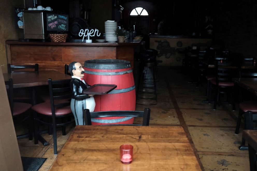 PHOTO: An empty restaurant stands in Brooklyn on Dec. 9, 2020 in New York City.