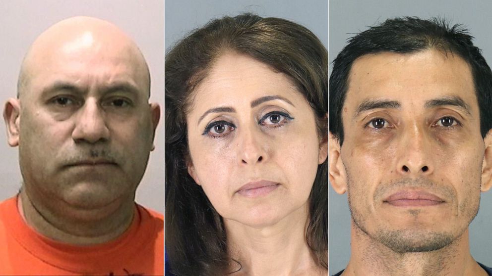 PHOTO: Luisandor Suarez, Haydee Arguello and Wilfredo Amaya in police booking photos. 