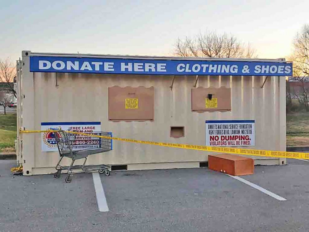 PHOTO: A man died after becoming trapped in a clothing donation bin in Clarksville, Tenn., Feb. 2, 2020.