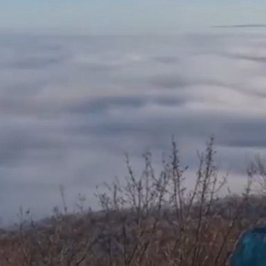 A mesmerizing time-lapse shows low-level clouds rolling past a scenic overlook in Maryland.