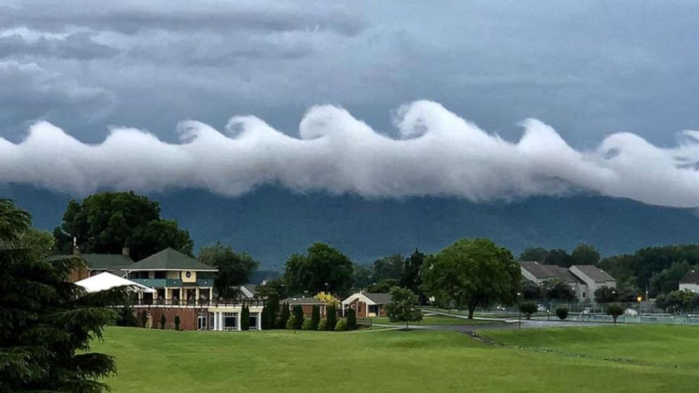 PHOTO: Clouds shaped like ocean waves, or Kelvin-Helmholtz clouds, were taken near Smith Mountain in Virginia, June 18, 2019.