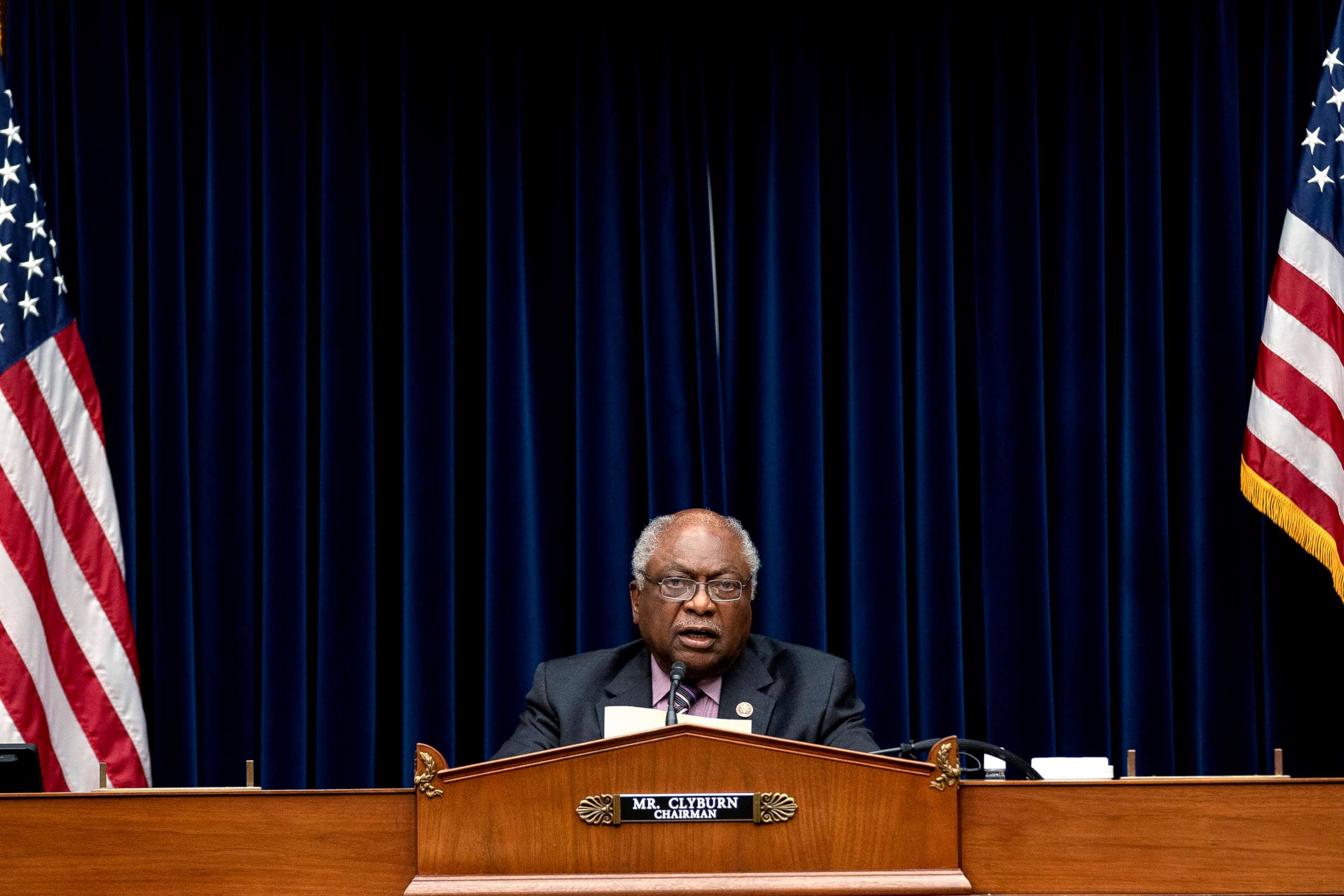 PHOTO: Rep. James Clyburn speaks during a House Select Subcommittee on the Coronavirus Crisis hearing on Capitol Hill in Washington D.C., May 19, 2021. 