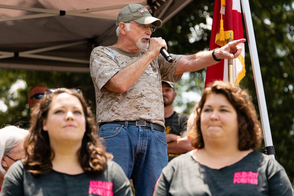 PHOTO: Cecil Roberts, president of the United Mine Workers of America (UMWA), speaks during the UMWA rally in Brookwood, Ala., Aug. 3, 2021. 