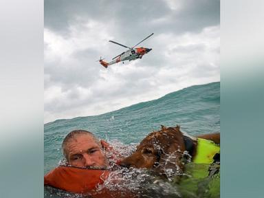 Man and his dog rescued from boat 25 miles out to sea as Hurricane Helene approached