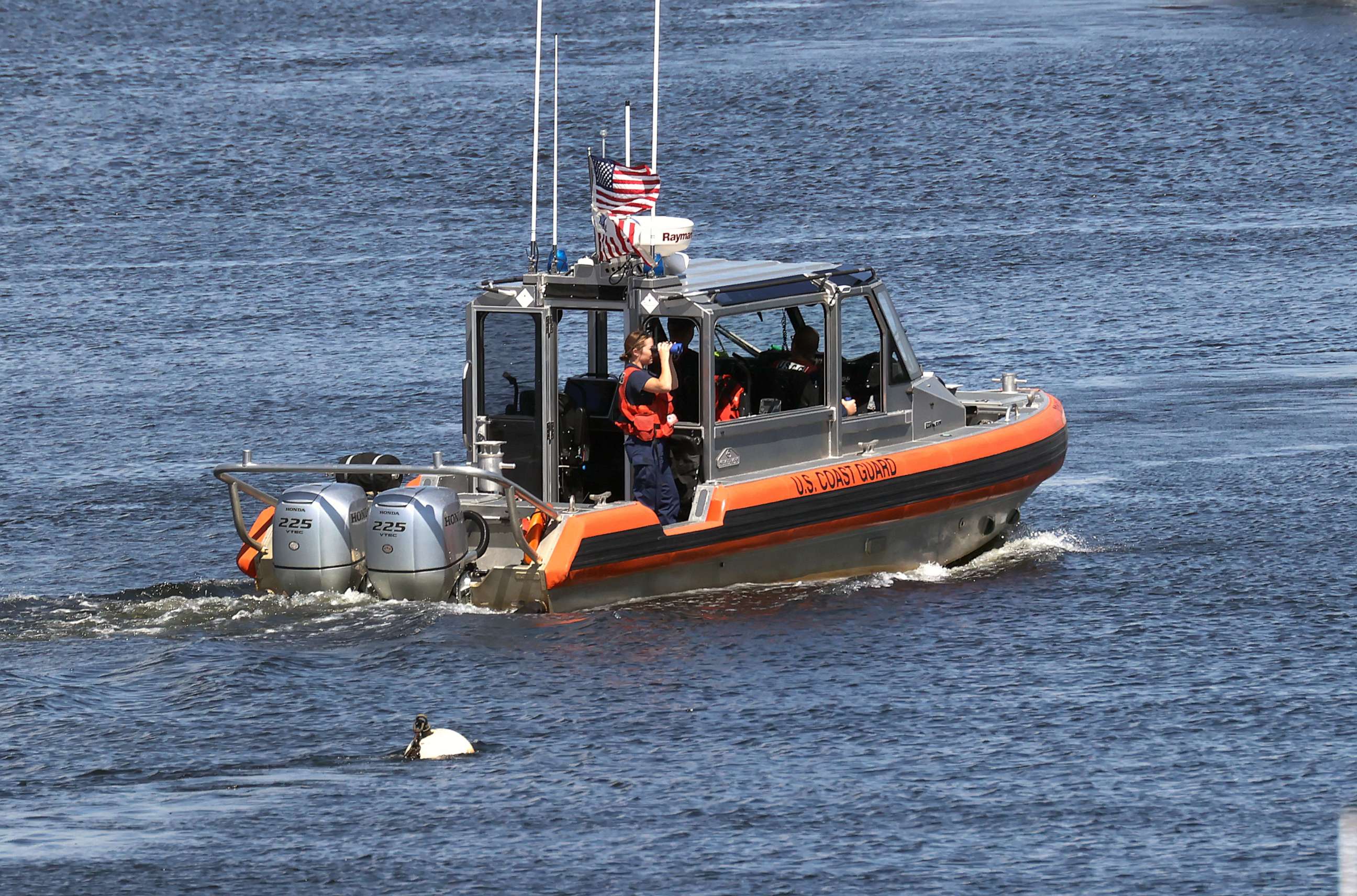 PHOTO: File photo of a United States Coast Guard boat during a search in Merrimack River in Amesbury, Mass., on June 10, 2022.