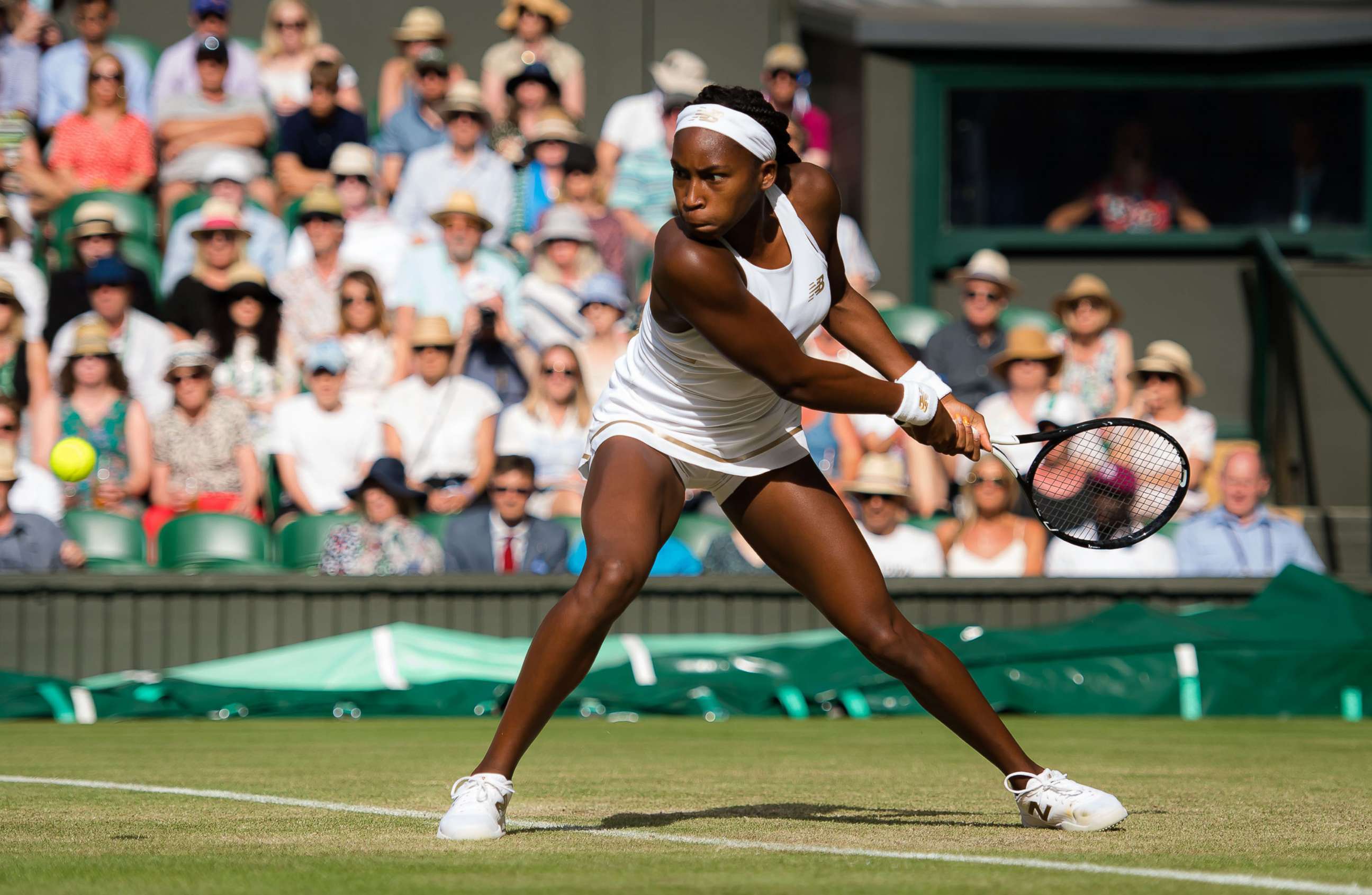 PHOTO: Cori "Coco" Gauff of the United States in action during her third round match on Day 5 of the Wimbledon Tennis Championships in London, July 5, 2019.