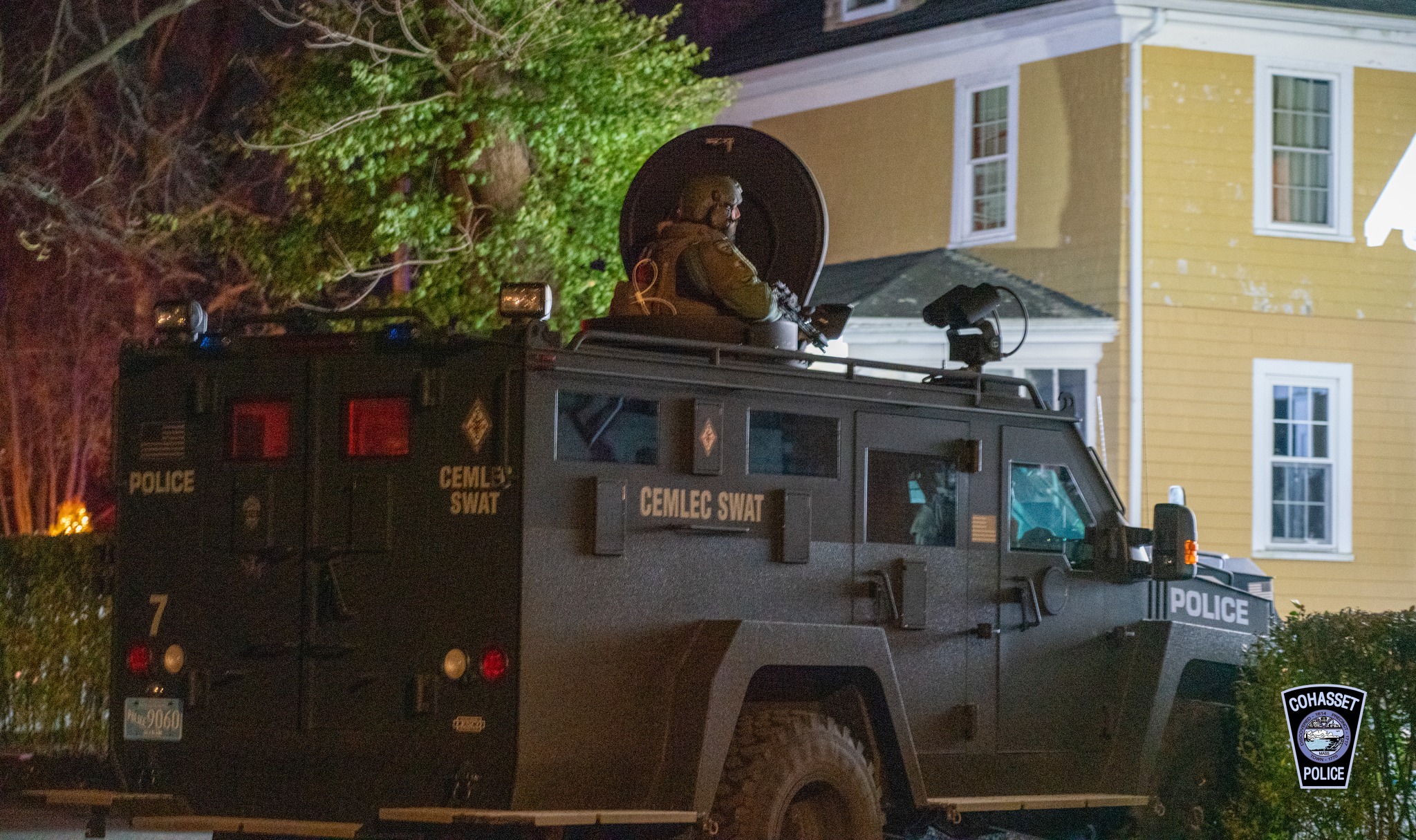 PHOTO: A police tactical vehicle sits on a street in Cohasset, Massachusetts, in a photo supplied on Dec. 18 by the Cohasset Police Department.