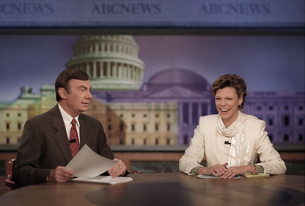 PHOTO: Sam Donaldson and Cokie Roberts host This Week on ABC, January 23, 1997.