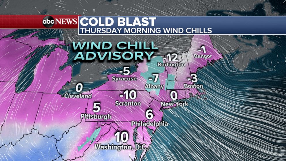 PHOTO: Cold Blast - Thursday morning wind chills