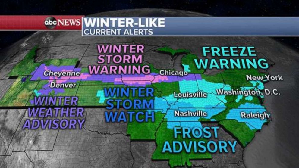 Cold weather in place across central, eastern US with snow on the way ...